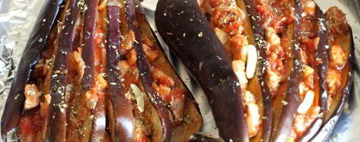 Шаг 2: запеченных вееров из баклажанов с курицей