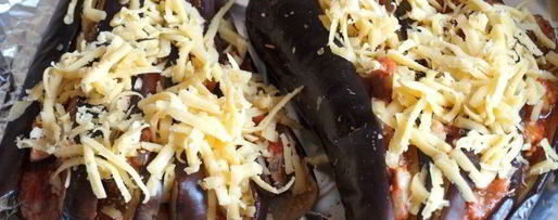 Шаг 3: запеченных вееров из баклажанов с курицей