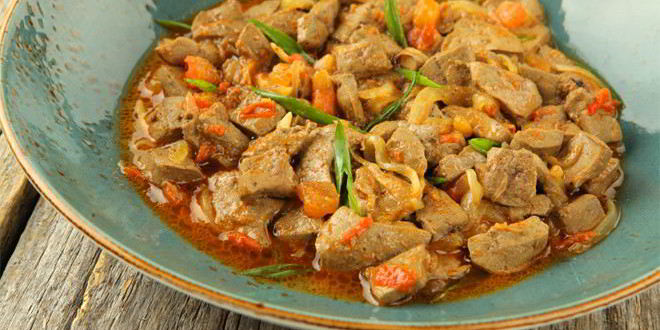Рецепт бараньей печени с овощами