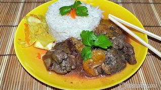 Рецепт Куриной печени с мандаринами