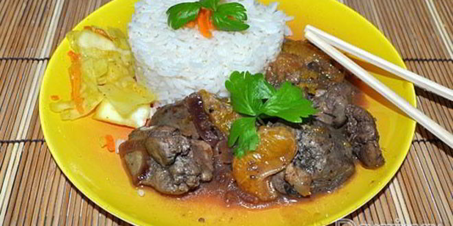 Рецепт куриной печени с мандаринами