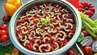 Рецепт Куриной печени с овощами и гречкой