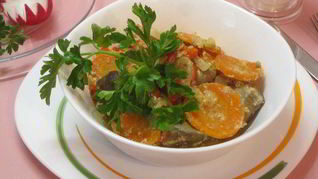 Рецепт Куриной печени с овощами в духовке