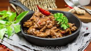 Рецепт Печени говяжья, тушенная в томатно-соевом соусе