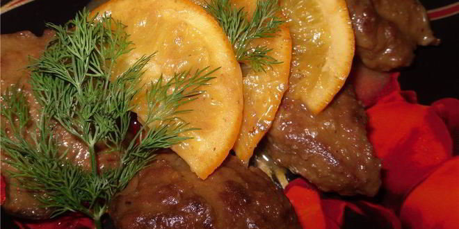 Рецепт печени с апельсинами в соусе