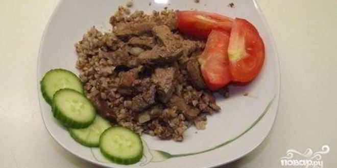 Рецепт печени с гречкой