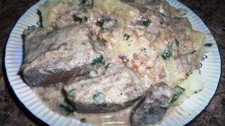 Рецепт Печени свиной в соусе на сливках