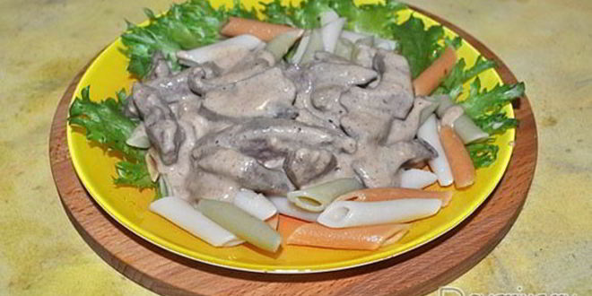 Рецепт печени в сливочном соусе бешамель