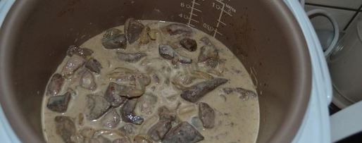 Шаг 5: свиной печени в сметане в мультиварке