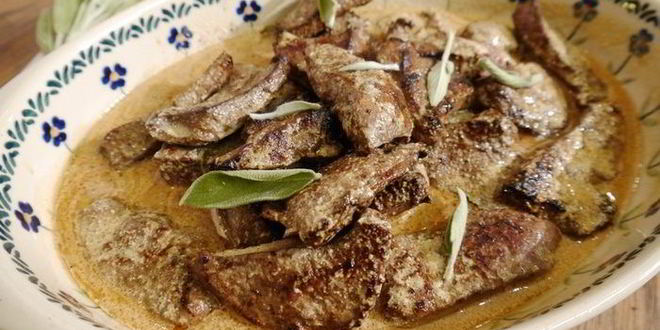 Рецепт телячьей печени в винном соусе с шалфеем