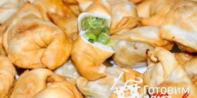 Рецепт жареных пельменей с фасолью и пореем