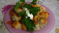 Рецепт Жареных пельменей с грибами из заварного теста