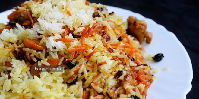 Рецепт откидного плова с курицей и курагой