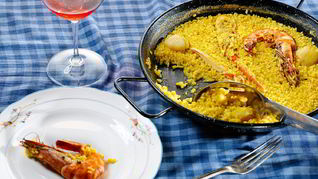 Рецепт Паэльи с лангустином и гребешками