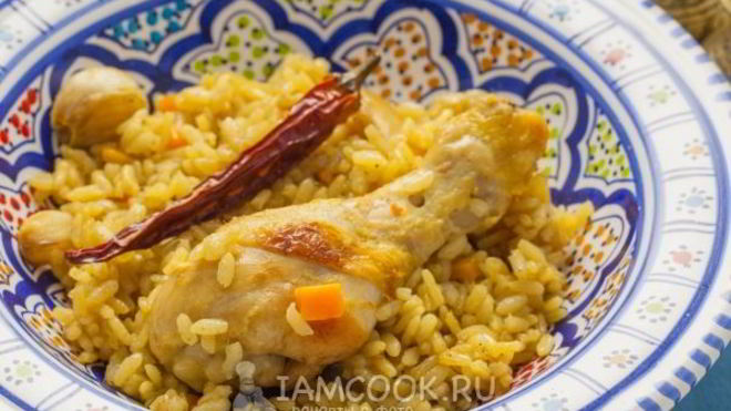 Рецепт Плова из курицы на сковороде