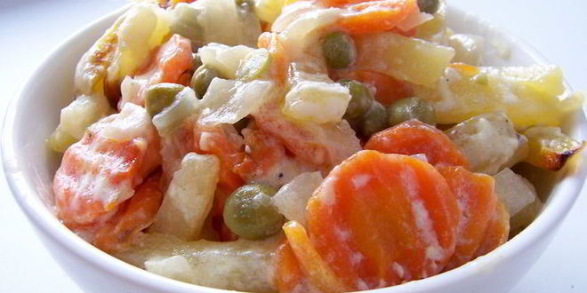 Рецепт овощного рагу под белым соусом аллеманд