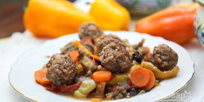 Рецепт овощного рагу с фрикадельками