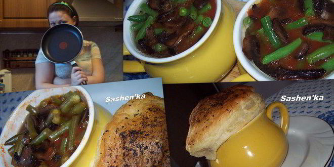 Рецепт овощного рагу с грибами в горшочке