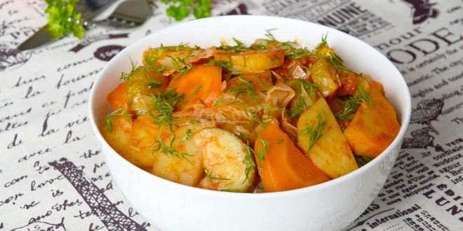 Рецепт овощного рагу с кабачками, картошкой и капустой