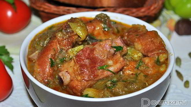 Рецепт Овощного рагу с копчеными ребрышками