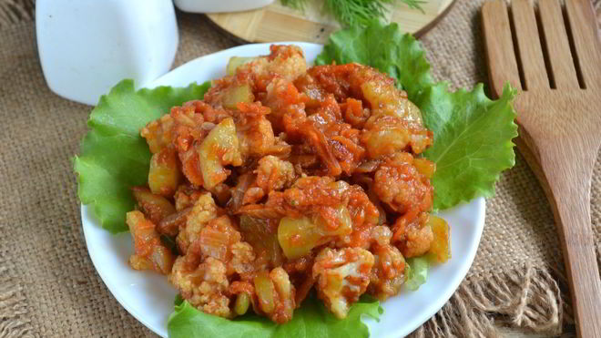Рецепт Овощного рагу с цветной капустой и кабачками