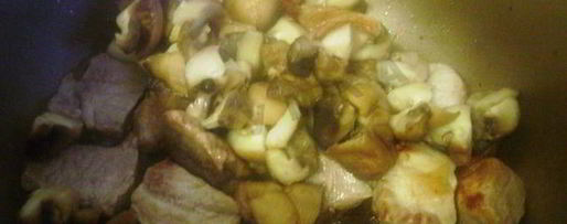 Шаг 1: рагу из белой фасоли со свининой и грибами в мультиварке