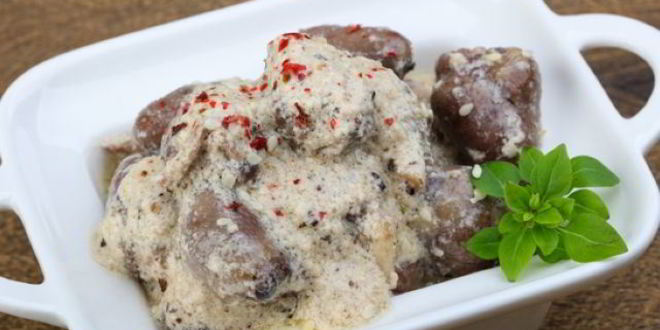 Рецепт рагу из куриных сердец в сливочно-укропном соусе