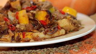 Рецепт Тыквенного кисла-сладкого рагу с чечевицей