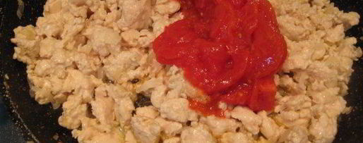 Шаг 4: веера из баклажана с куриным рагу