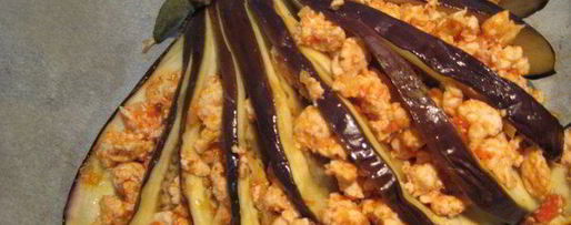 Шаг 5: веера из баклажана с куриным рагу