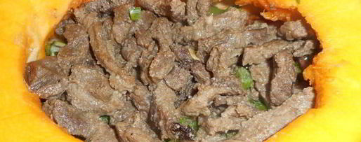 Шаг 6: запеченной тыквы, фаршированной рагу с говядиной