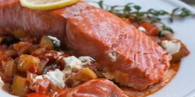 Рецепт лосося запеченного, с овощами рататуй