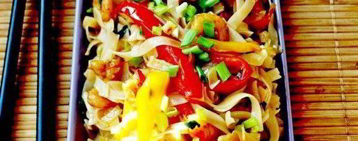 Шаг 5: рисовой лапши с креветками и овощами