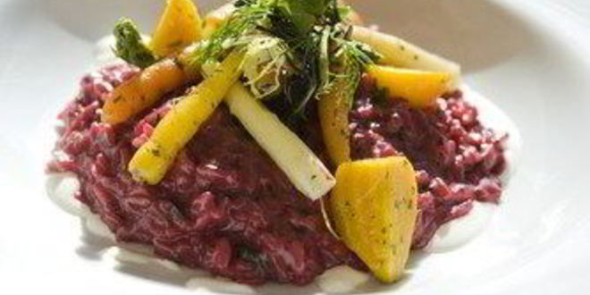 Рецепт красного ризотто из перловки с овощами