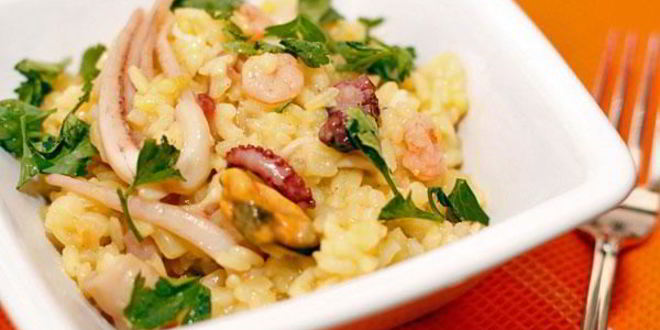 Рецепт ризотто с коктейлем из морепродуктов