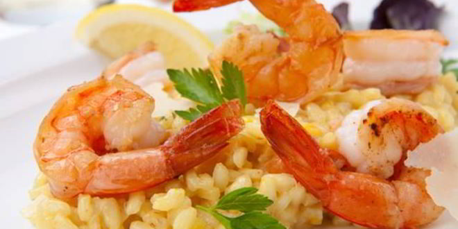 Рецепт ризотто с креветками и козьим сыром