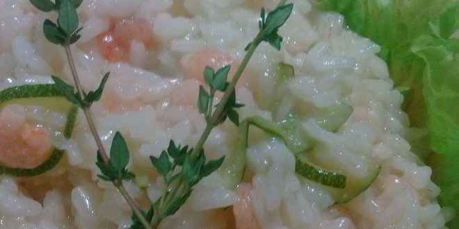 Рецепт ризотто с креветками и цукини