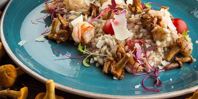 Рецепт ризотто с лисичками и креветками в трюфельном соусе