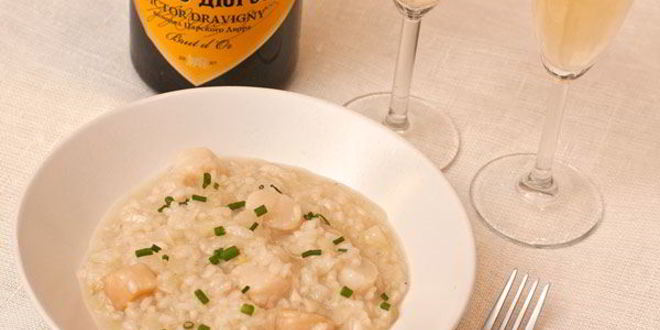 Рецепт ризотто с морскими гребешками и шампанским
