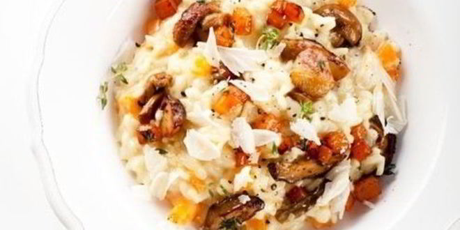 Рецепт ризотто с тыквой, белыми грибами и маскарпоне