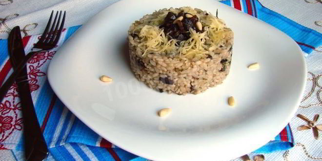 Рецепт ризотто с замороженными грибами и пармезаном