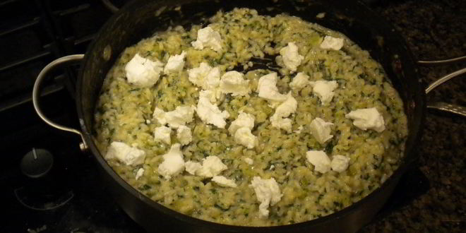 Рецепт ризотто со шпинатом и козьим сыром
