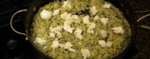 Шаг 4: ризотто со шпинатом и козьим сыром