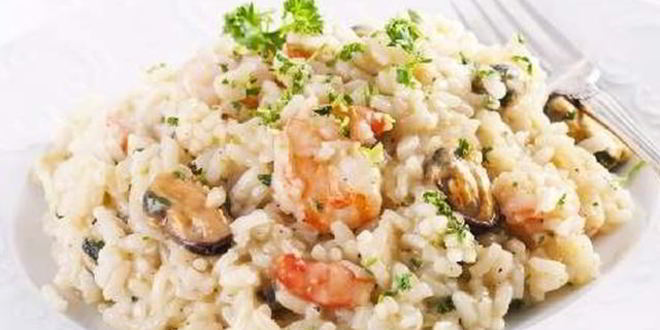 Рецепт ризотто в креветками и мидиями