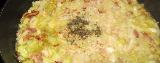 Шаг 3: запеченного в духовке ризотто с луком-пореем и панчеттой