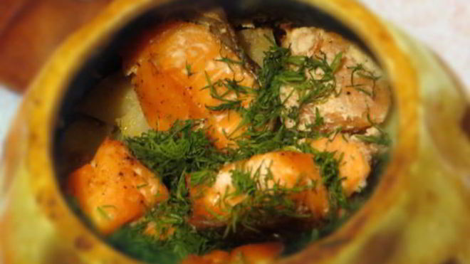Рецепт Форели с картошкой и грибами в горшочках