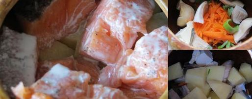 Шаг 3: форели с картошкой и грибами в горшочках