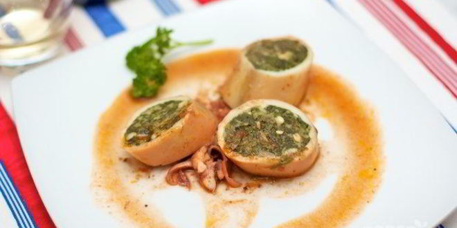 Рецепт кальмаров, фаршированных шпинатом
