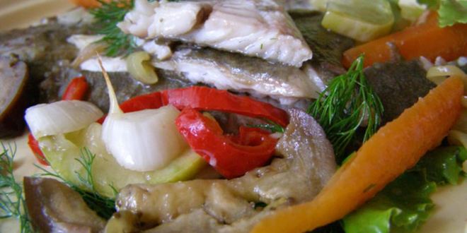 Рецепт камбалы в овощах