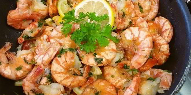 Рецепт креветок с чесноком, лимоном и петрушкой